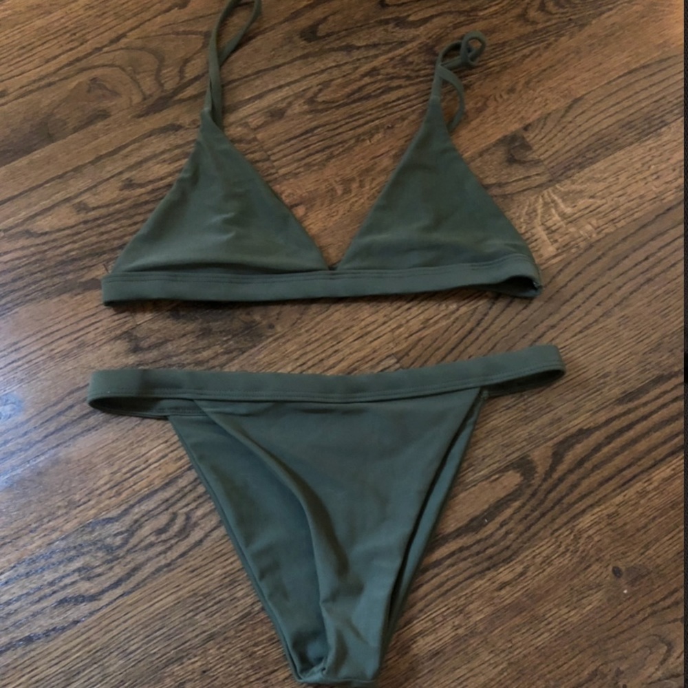 High waist army green bikini